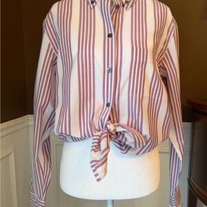 Equipment Margaux Blouse Style Q2140-E201 Red/White/Blue Stripe Size Small NWT